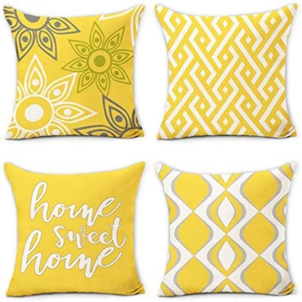 Set of 4 Decorative Throw Pillow Covers | 18" x 18" | Geometric Print |